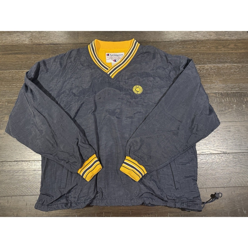 Vintage 90s Notre Dame Fighting Irish Champion Windbreaker Pullover Blue L